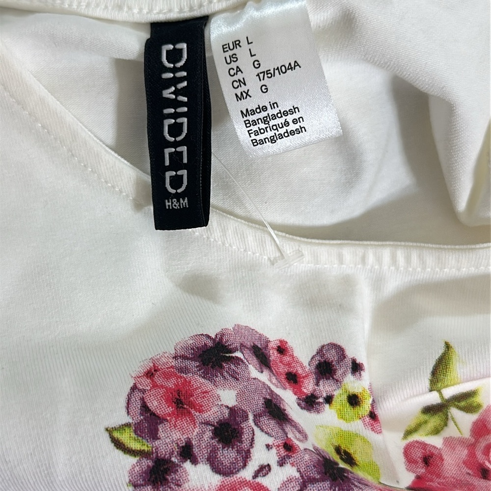 H&M White Floral Print Crop Top - Picture 5 of 5